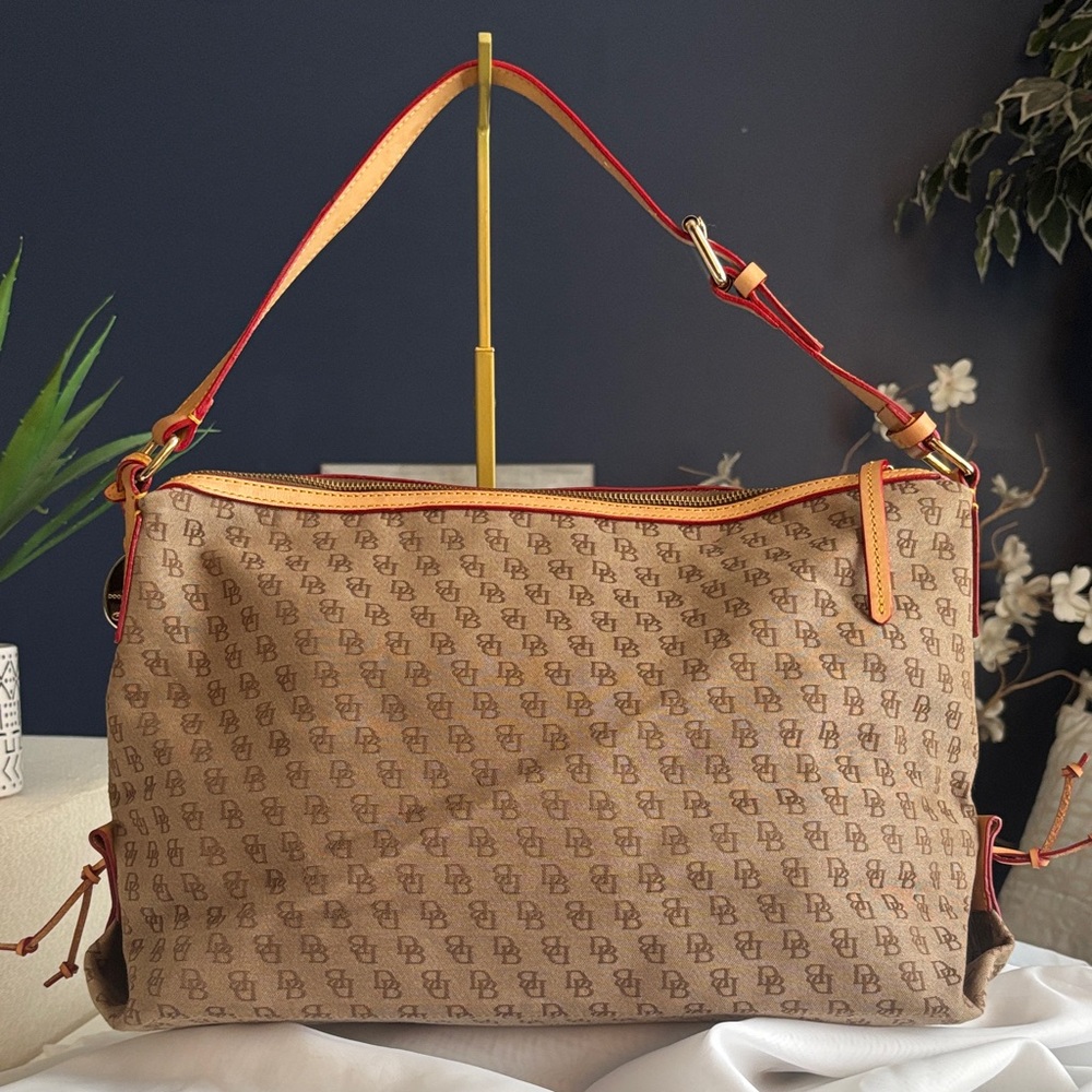 Dooney & Bourke Brown Satchel with Pouch, Key Chain and DustBag - Picture 7 of 16